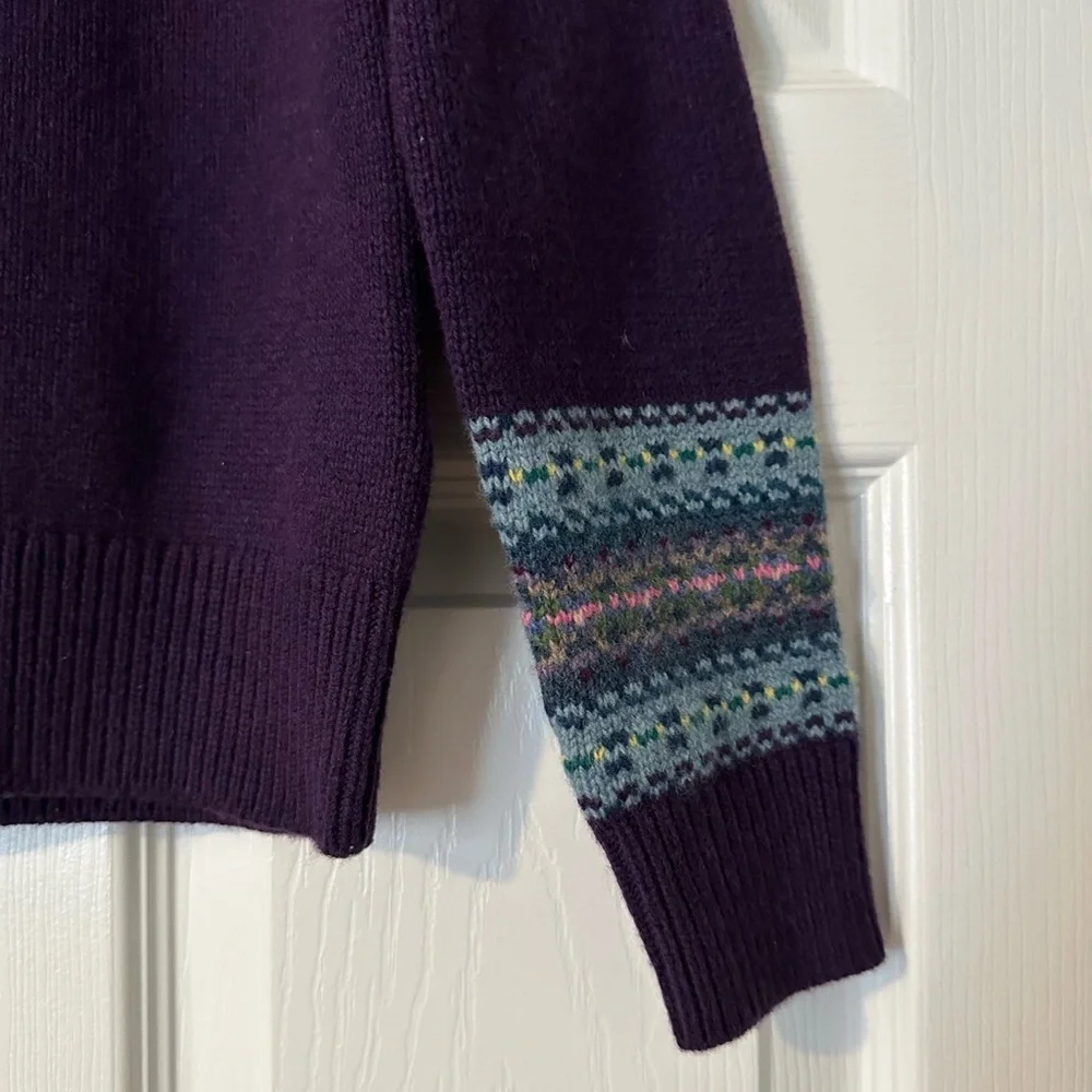 Ralph Lauren Purple Fair Isle Sweater with Cream Lace Collar